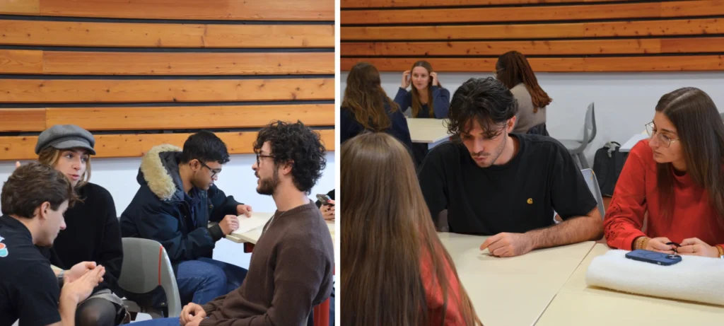 Photos des étudiants qui discutent entre eux